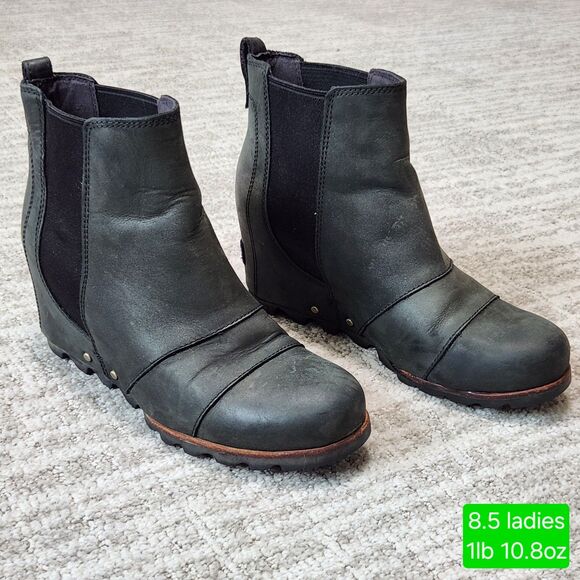 Sorel Shoes - Sorel Lea Joan wedge booties boots black leather size 8.5